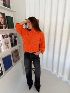 Aire striktrøje med turtleneck - Orange