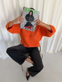 Aire striktrøje med turtleneck - Orange