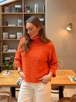 Aire striktrøje med turtleneck - Orange