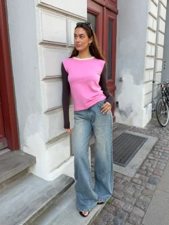 Alaia lavtaljede jeans med lyndetalje - Lys denim