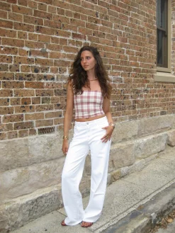 Alaia lavtaljede jeans med lyn detalje - Hvid denim