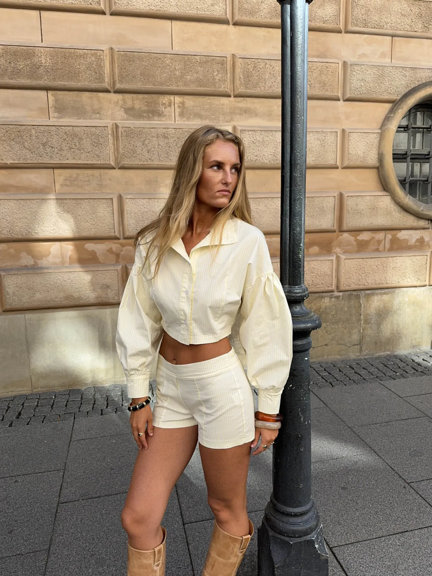 Aluna jakke med striber - Hvid/gul
