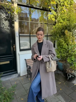 Alva oversized frakke - Taupe