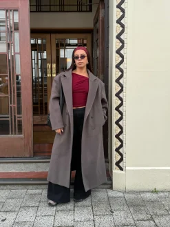 Alva oversized frakke - Taupe
