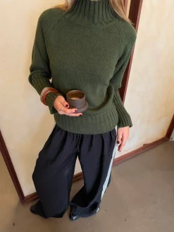 Alyssa striktrøje med turtleneck - Grøn