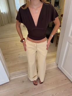 Amelia v-neck top - Brun