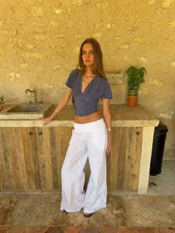 Amelia v-neck top - Grå/blå