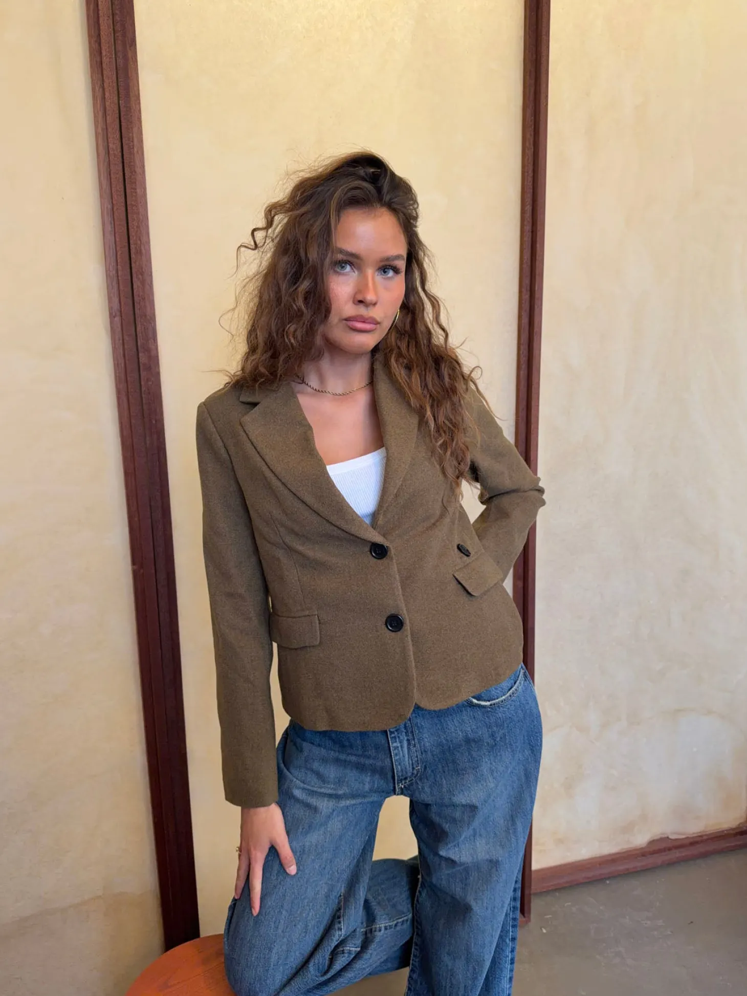 Anahita kort blazer - Kaki