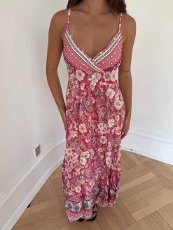Anastasia maxikjole med mønster - Pink