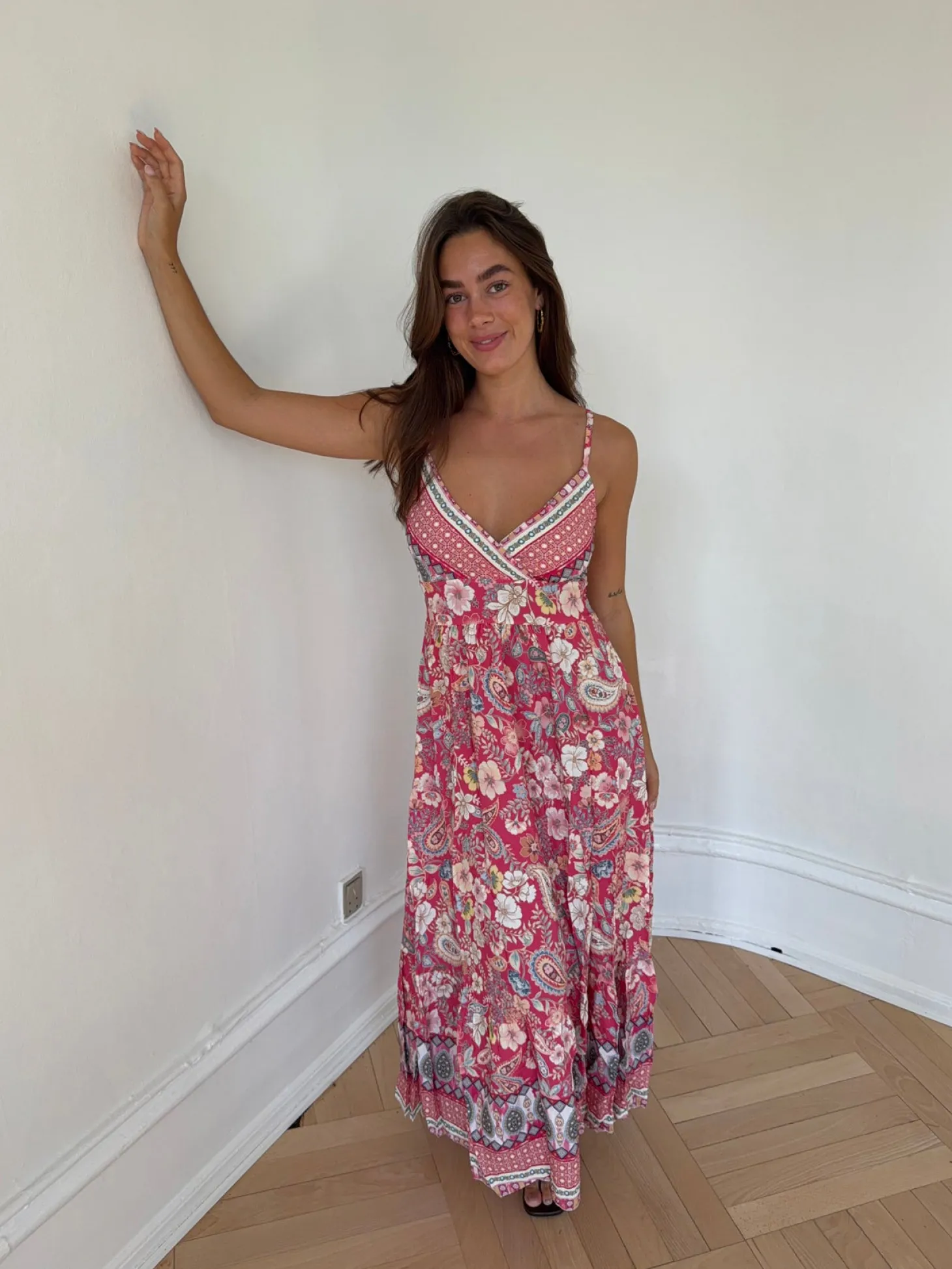 Anastasia maxikjole med mønster - Pink