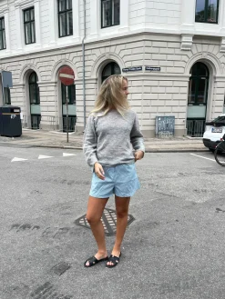 Andrea shorts med striber - Grøn/hvid