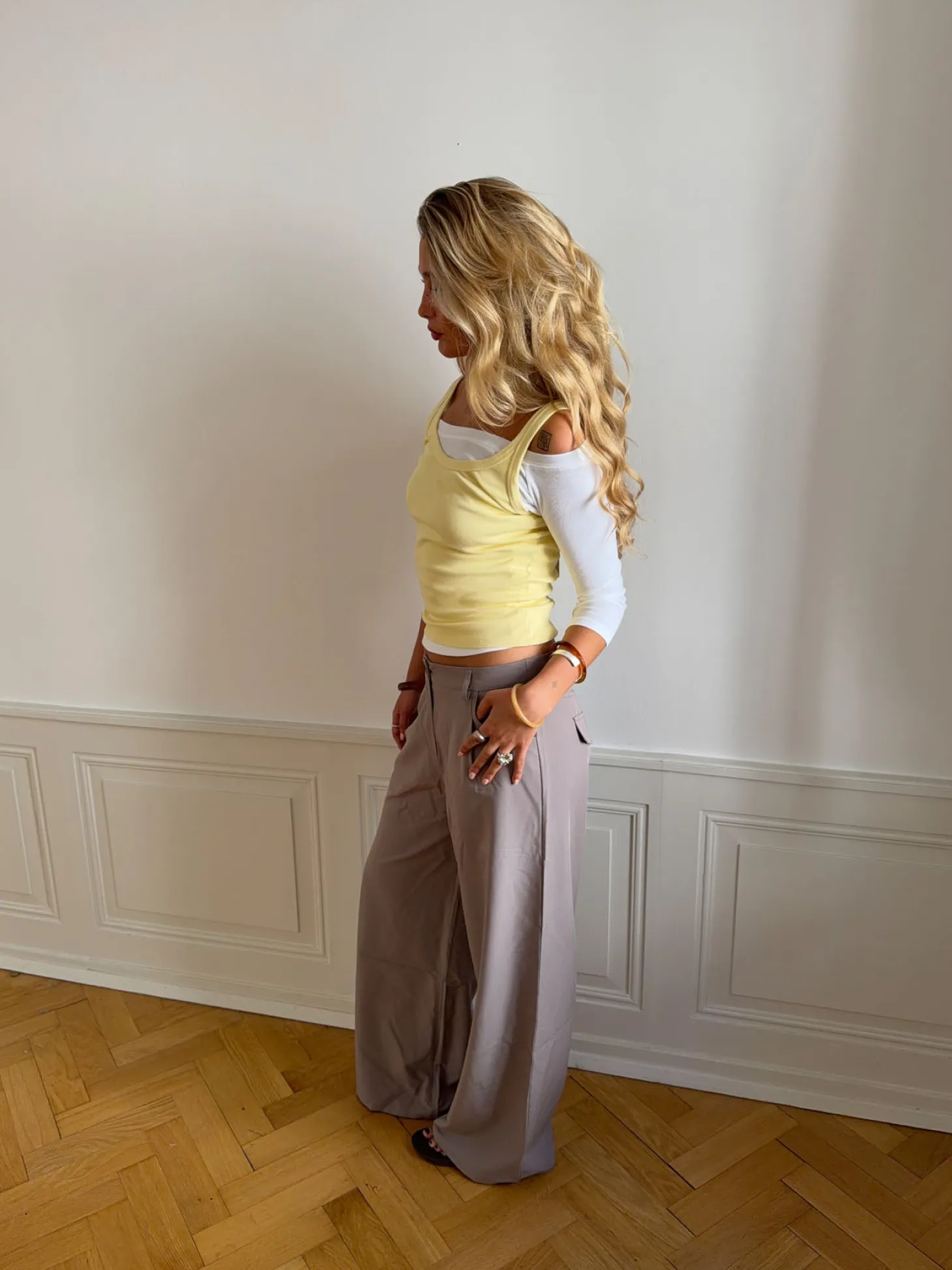 Anja suitbukser - Grå/beige
