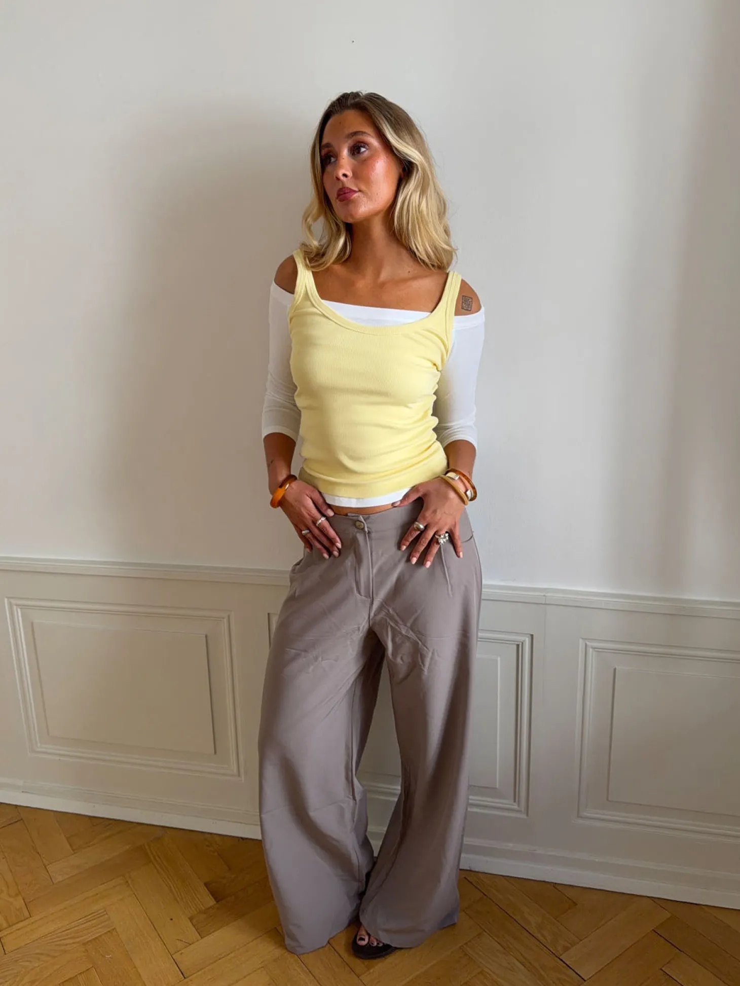 Anja suitbukser - Grå/beige