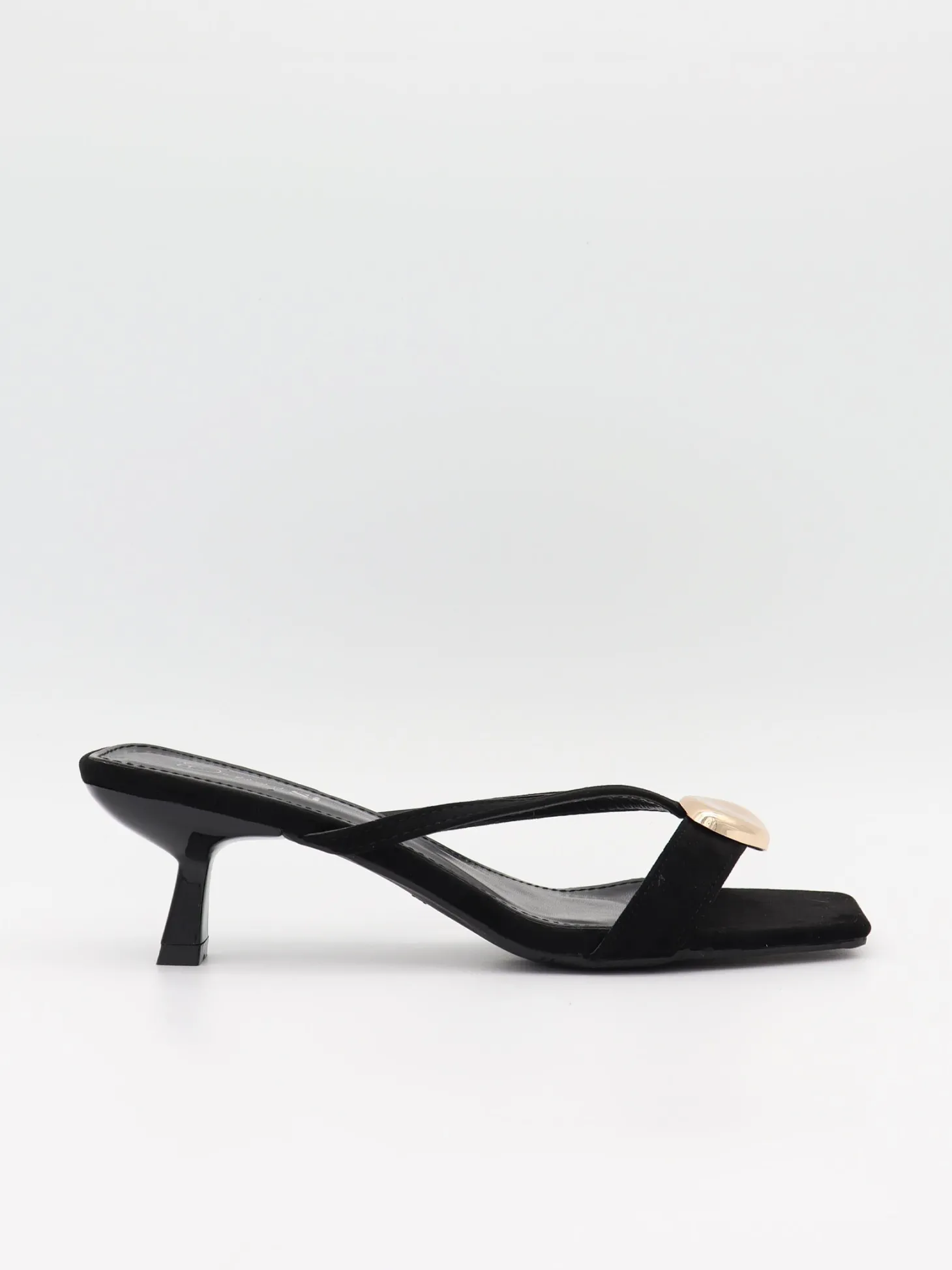 Annaline mules med gulddetalje - Sort/guld