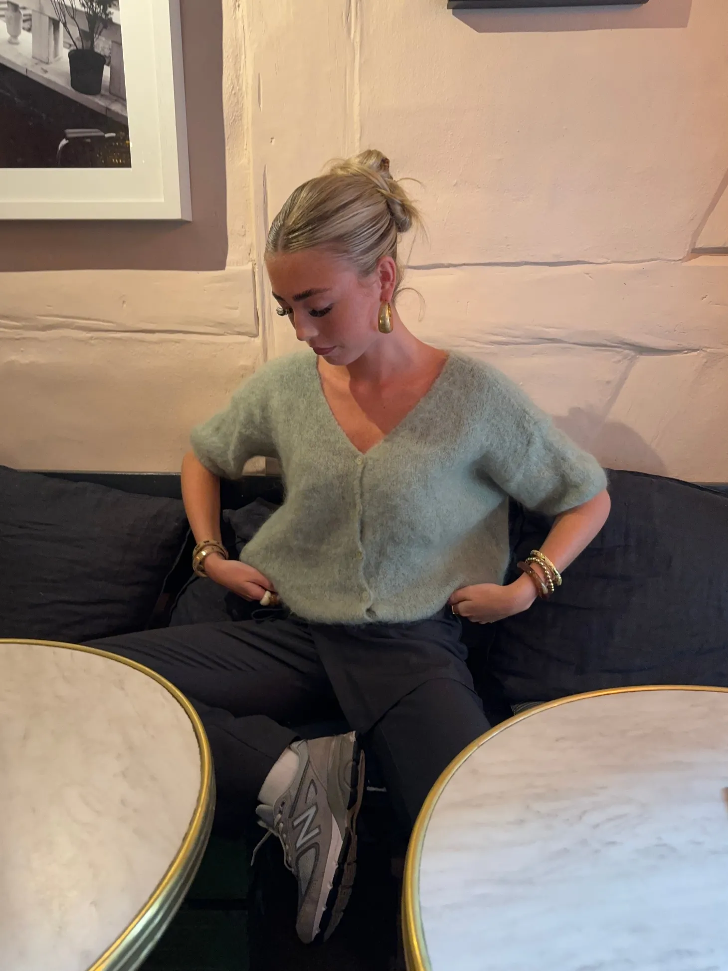 Annaly mohair cardigan - Sage grøn