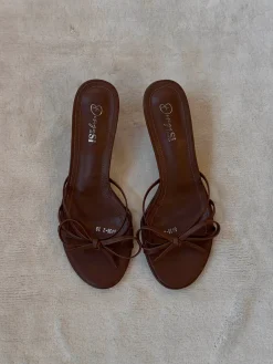 Anna mules med sløjfedetalje - Brun
