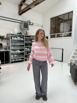 Anna Olympia striktrøje - Lyserød