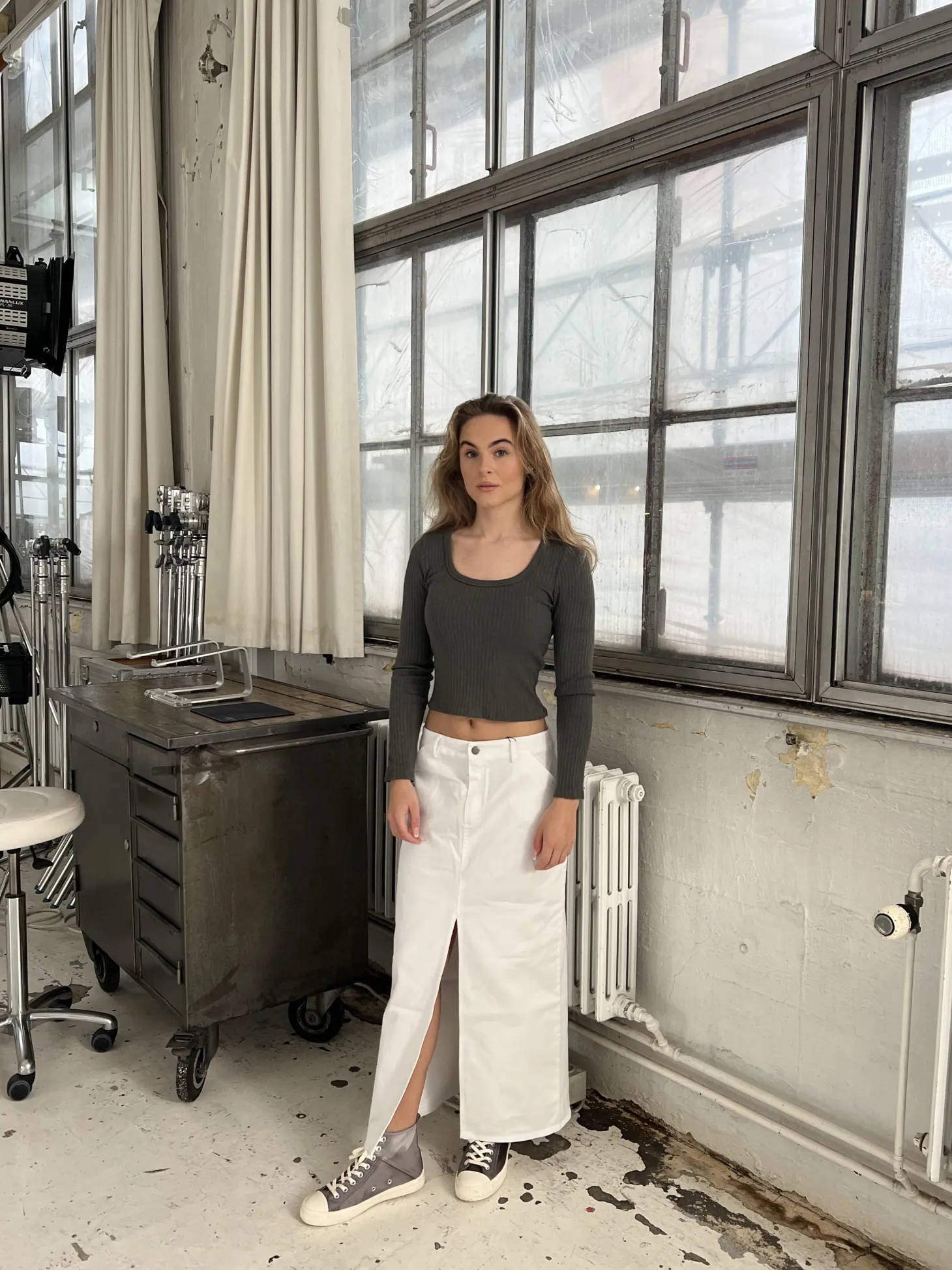 Ariella square neck bluse - Mørkegrøn