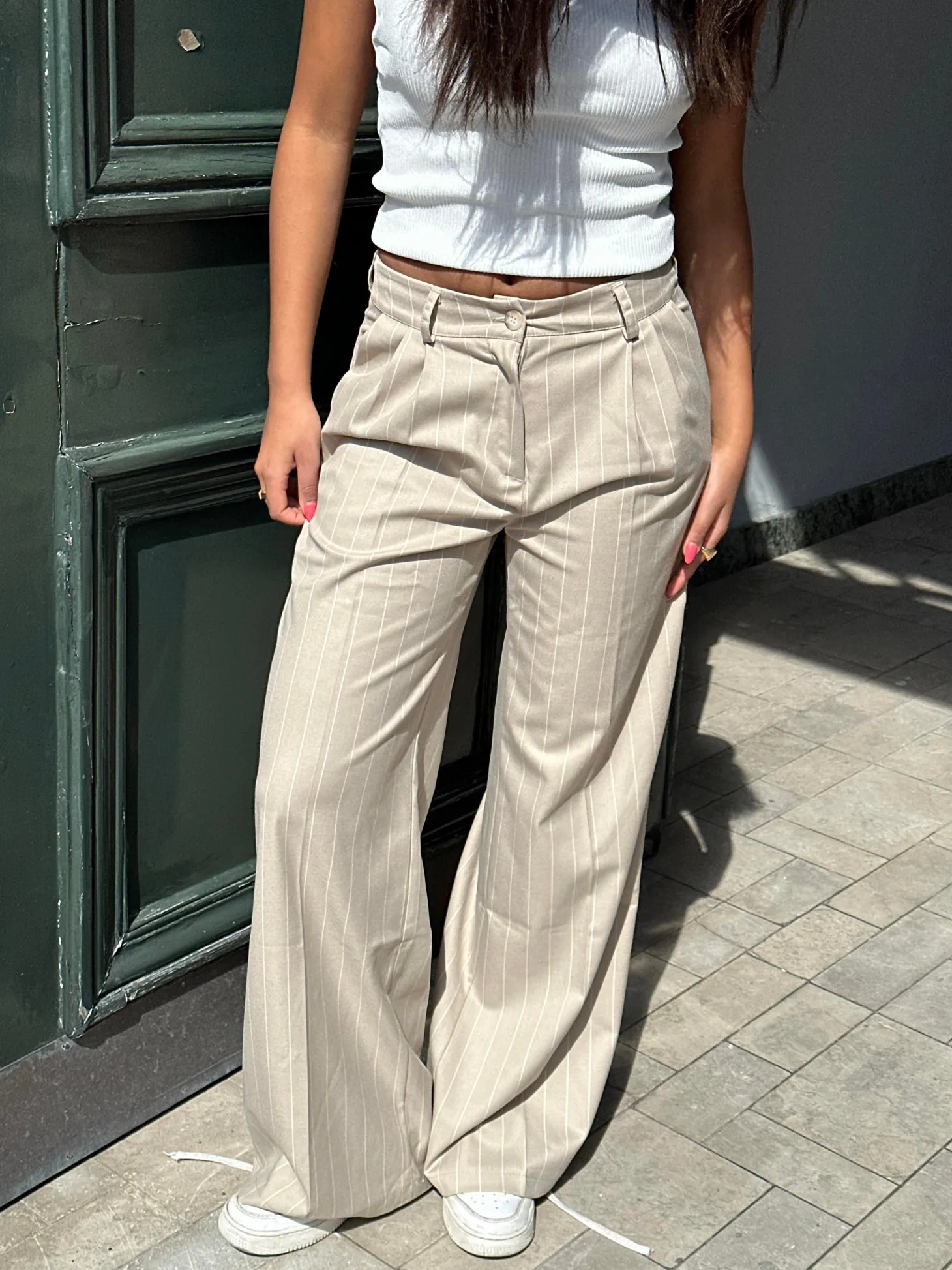 Arlette suitbukser - Beige stribet
