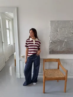 Astrid jeans med detaljer - Navy/rød