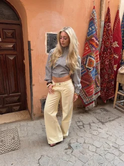 Audrena lavtaljede jeans - Gul