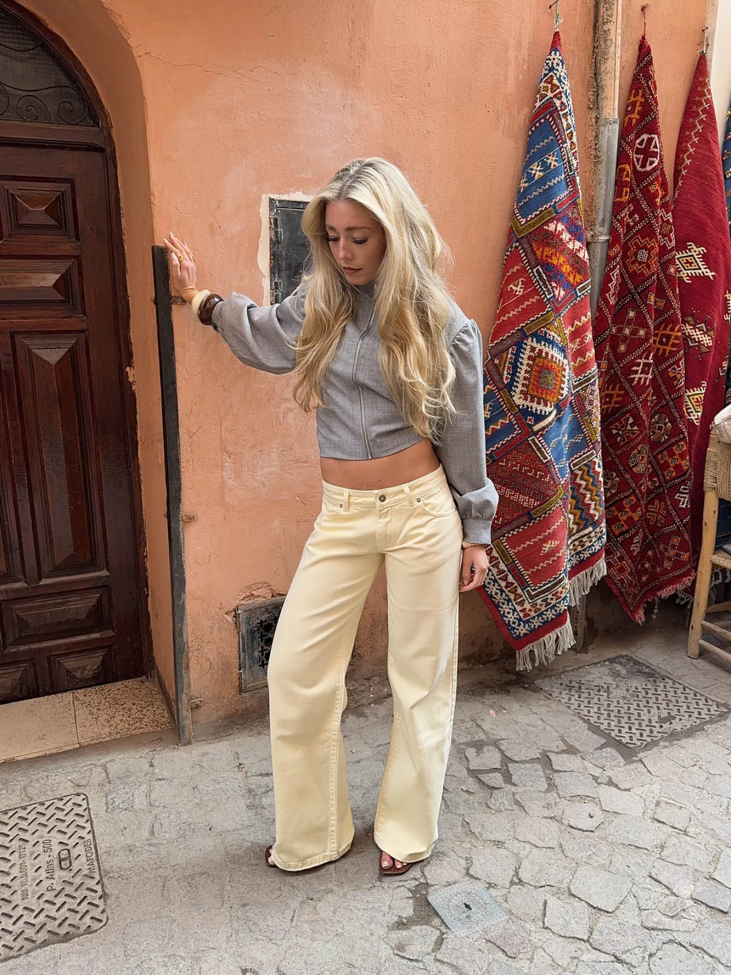 Audrena lavtaljede jeans - Gul