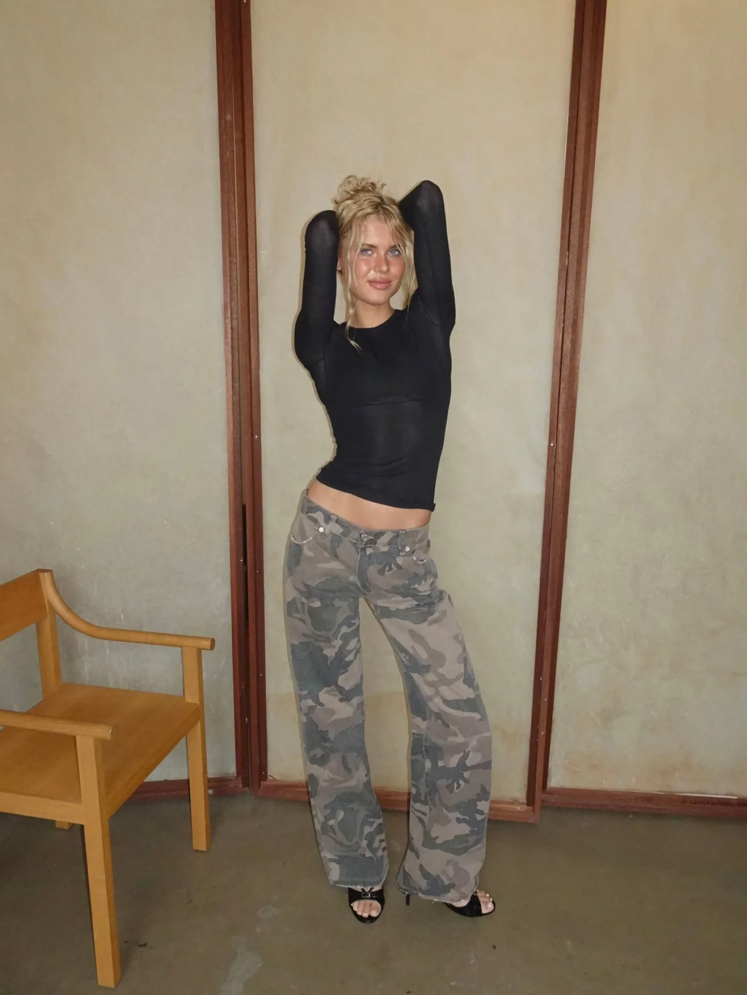 Audrine army jeans - Brun/grøn