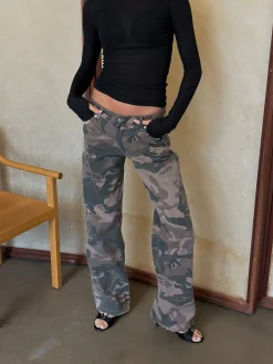Audrine army jeans - Brun/grøn