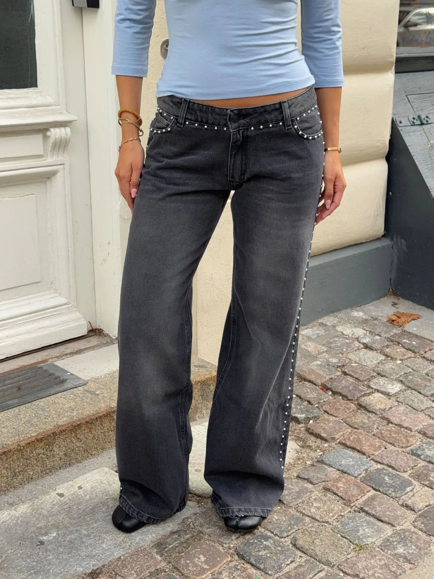 Bekka jeans med nitter - Sort