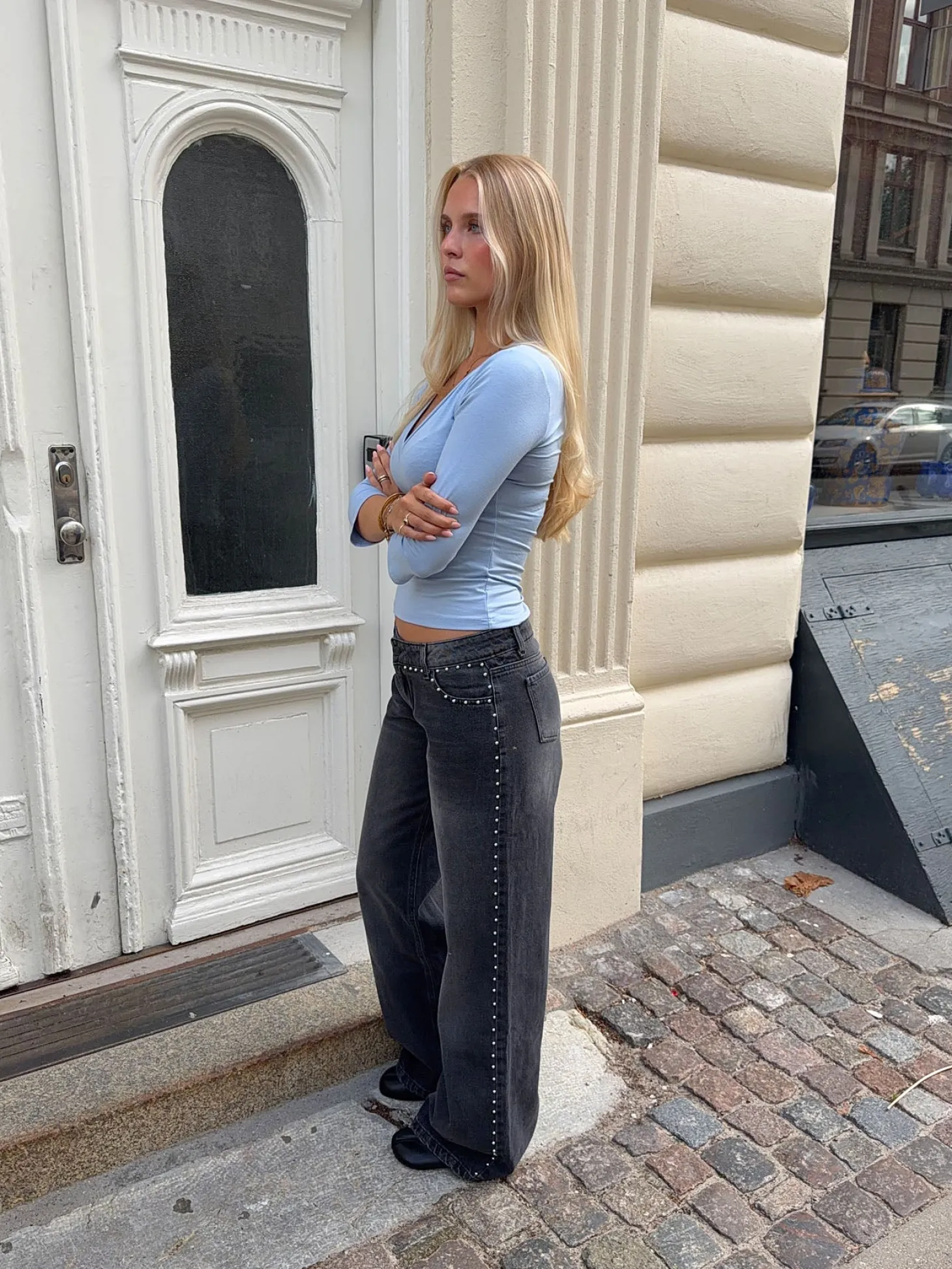Bekka jeans med nitter - Sort
