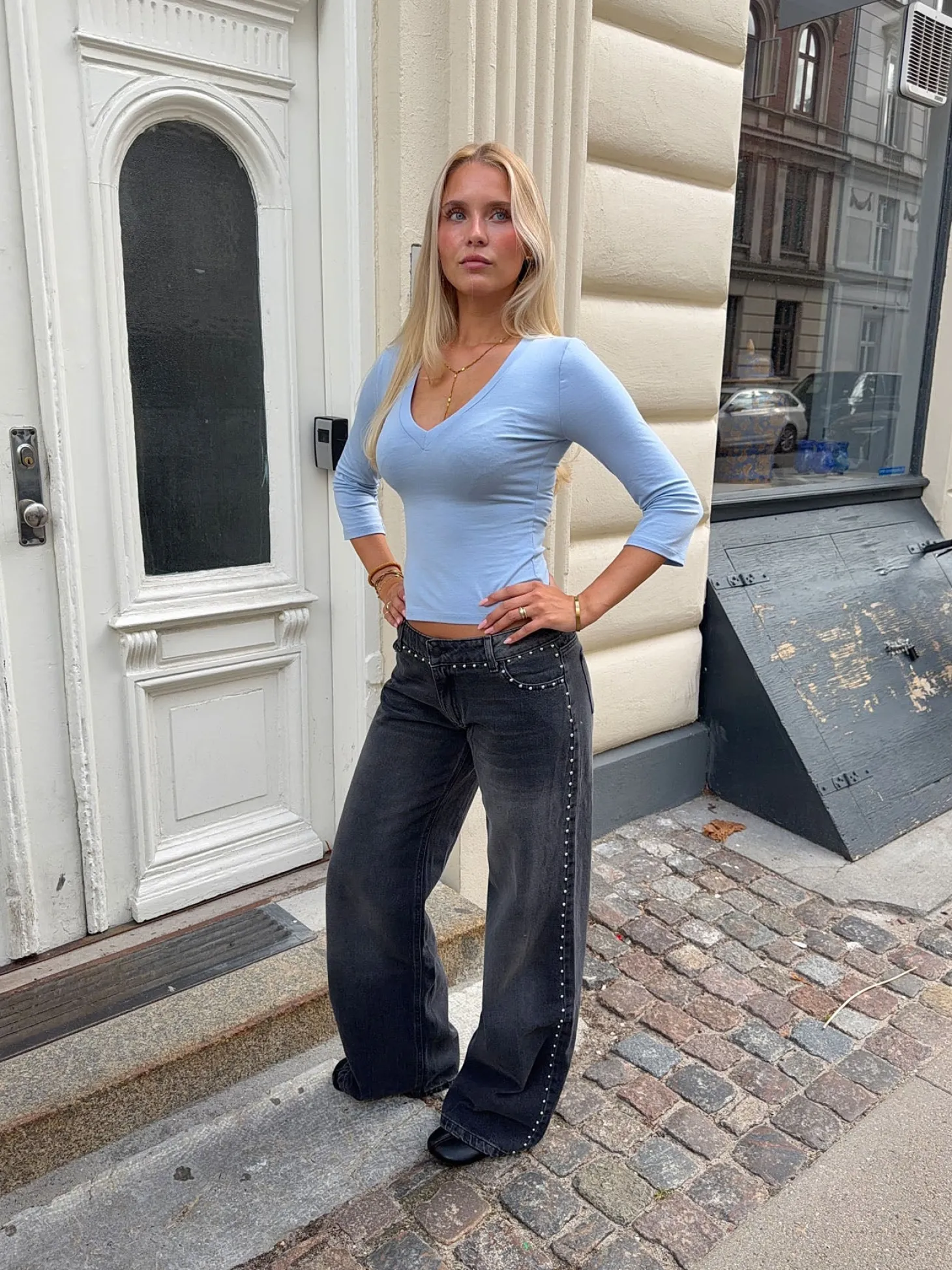 Bekka jeans med nitter - Sort