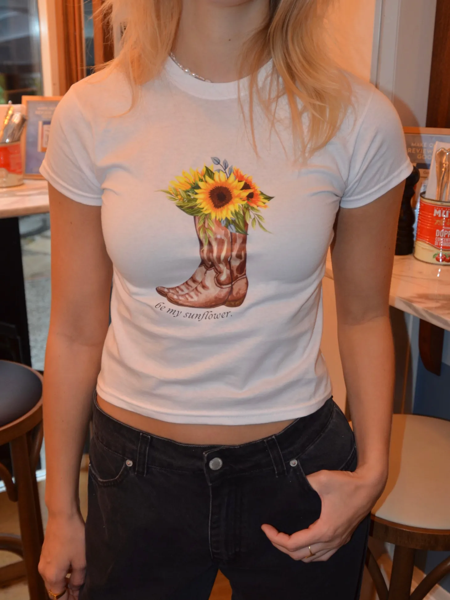 Be my sunflower baby tee - Hvid