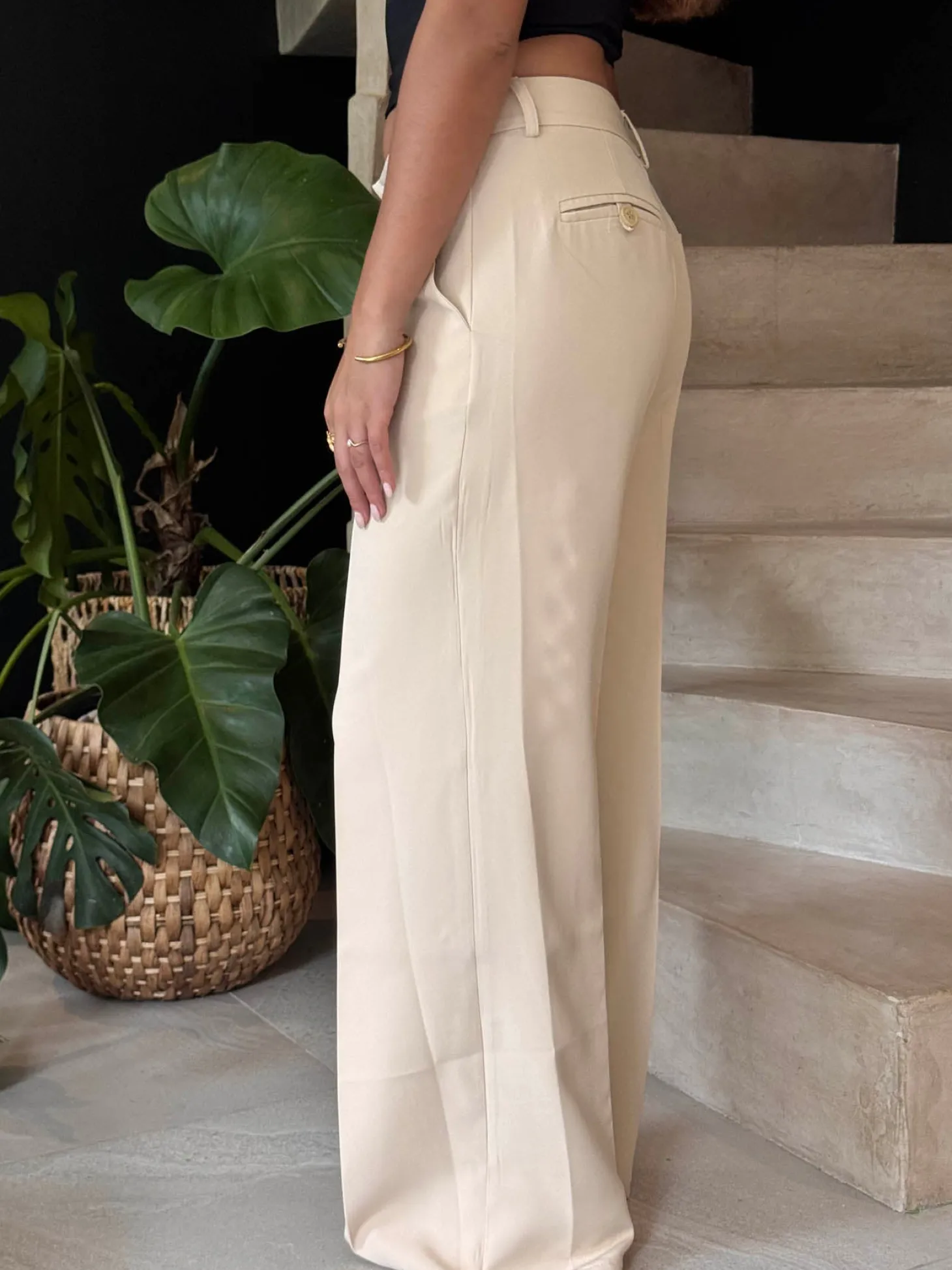 Britney lavtaljede suit bukser - Beige