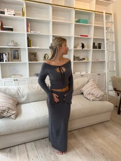 Brooke strikket maxinederdel - Gråbrun