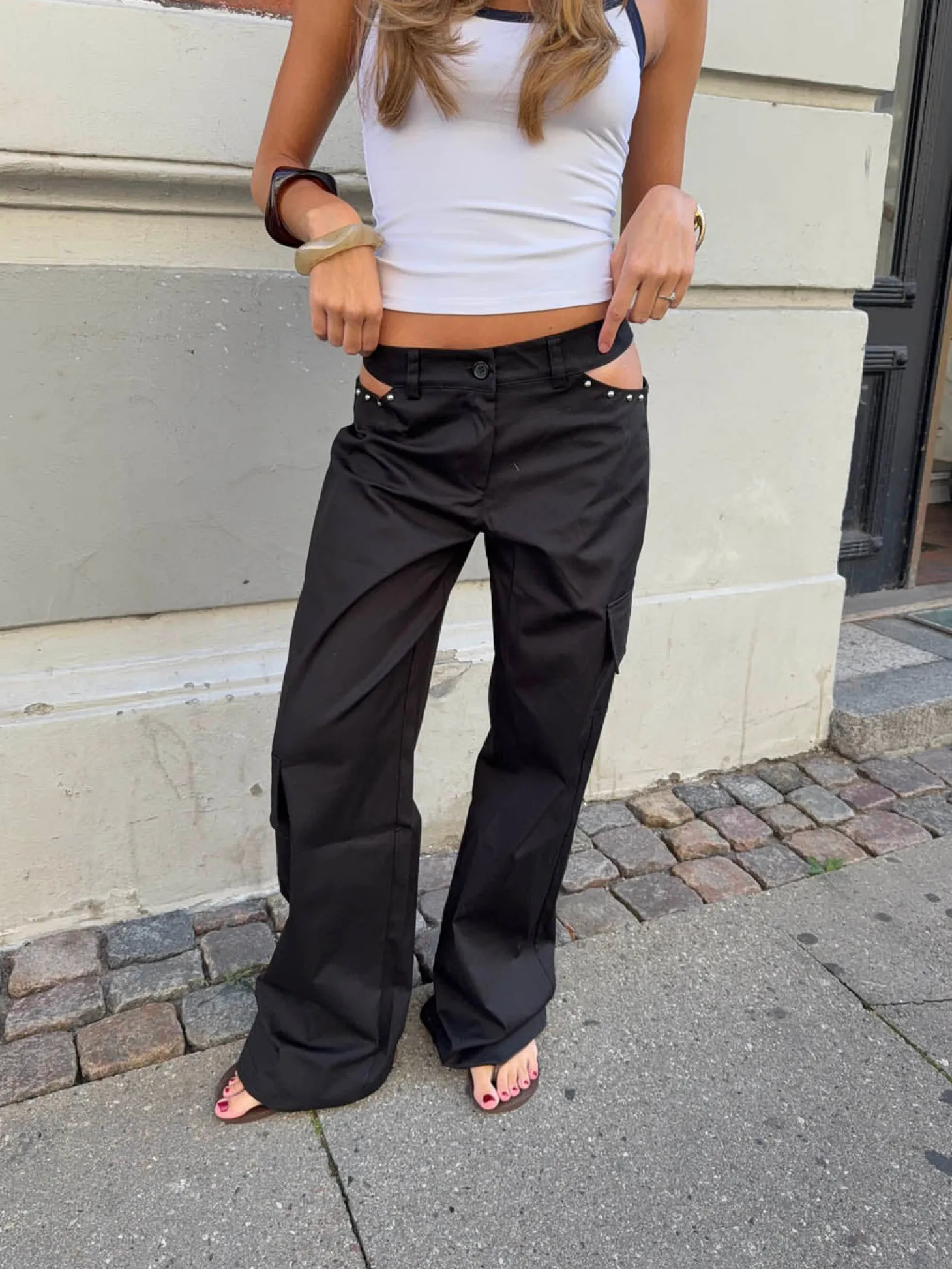 Brunina bukser med detaljer - Sort