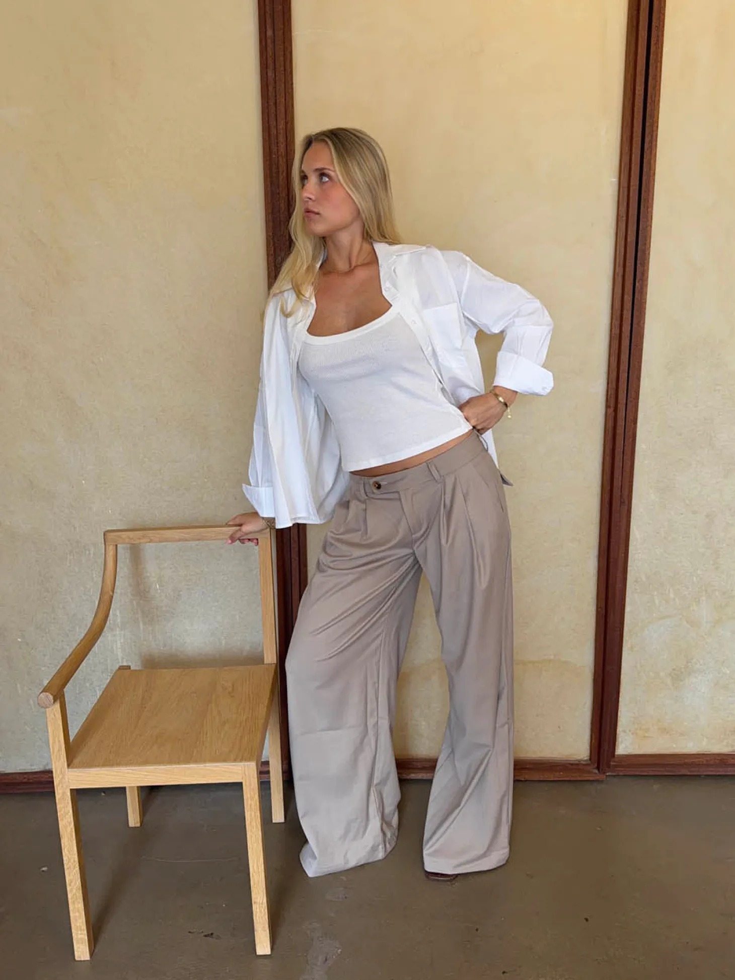 Camilla oversized suitbukser - Beige