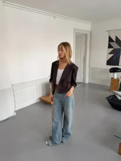 Carolyn cropped blazer - Brun
