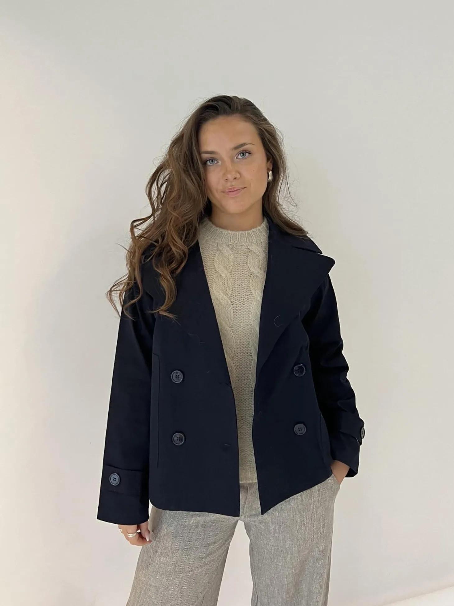 Catinka kort trenchcoat - Navy