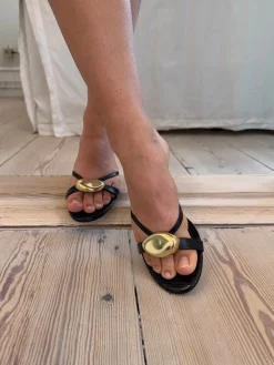 Cleopatra minihæle med gulddetalje - Sort