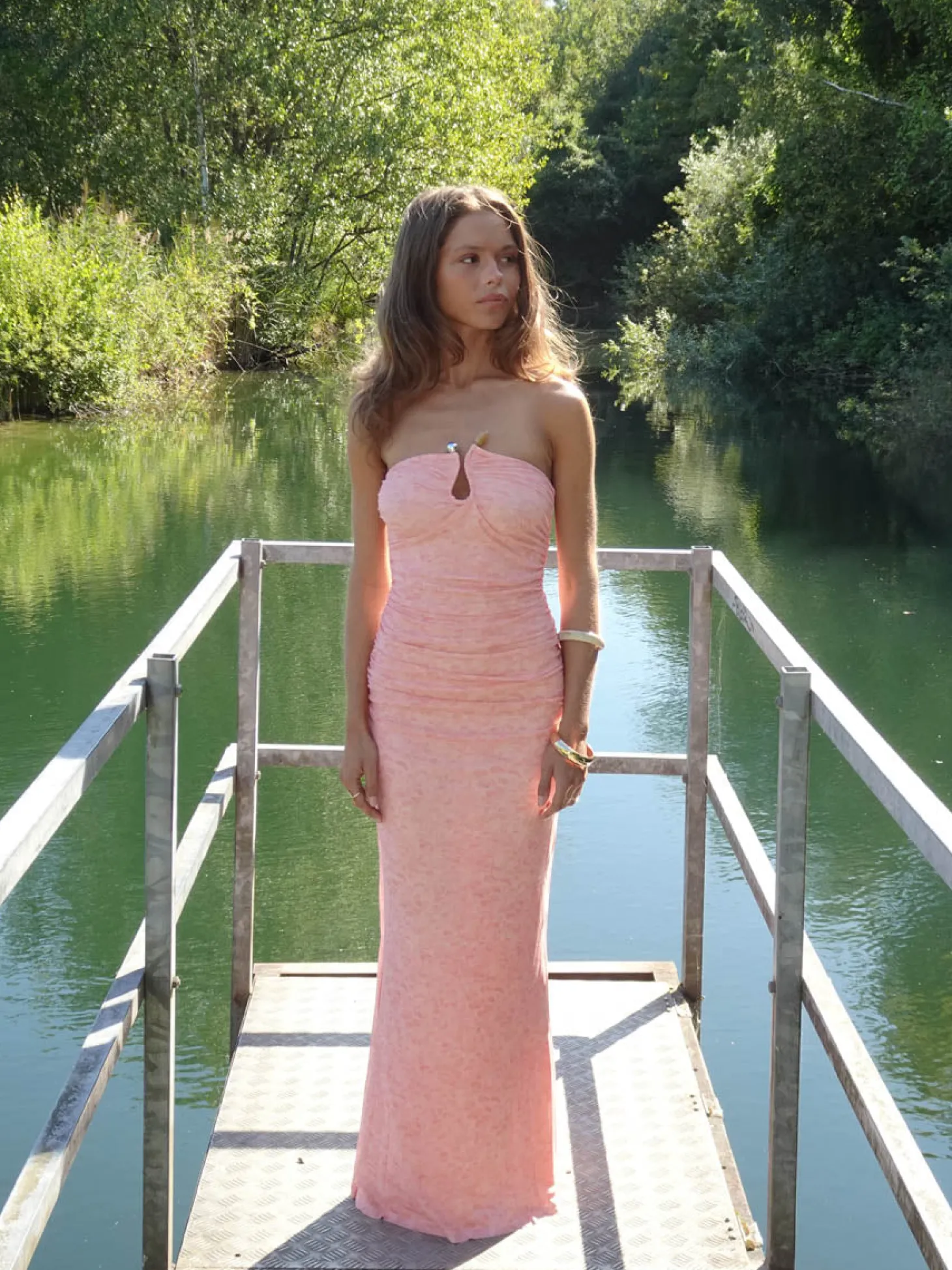 Darcy maxikjole med mønster - Pink