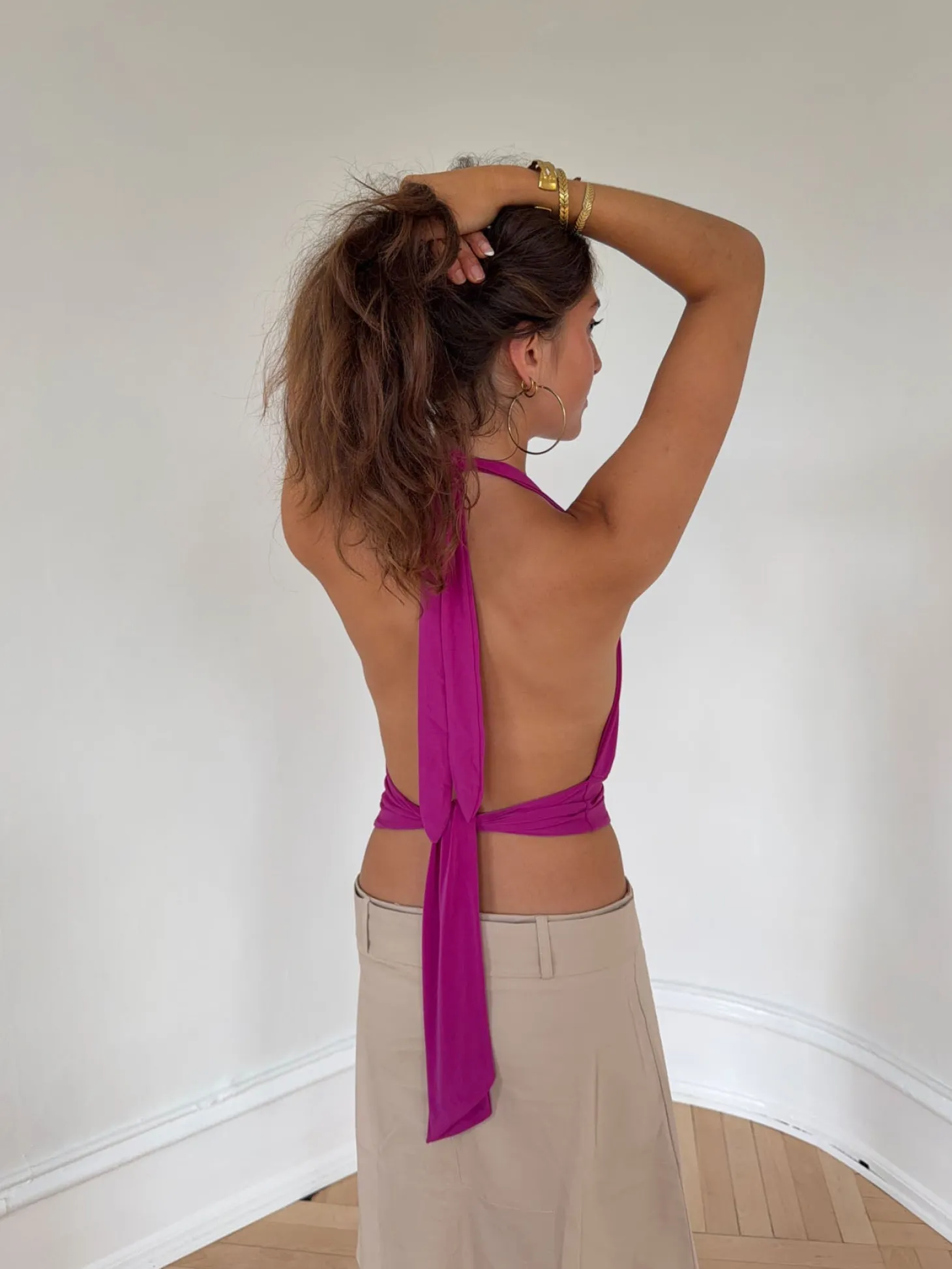 Darina halterneck top - Fuchsia