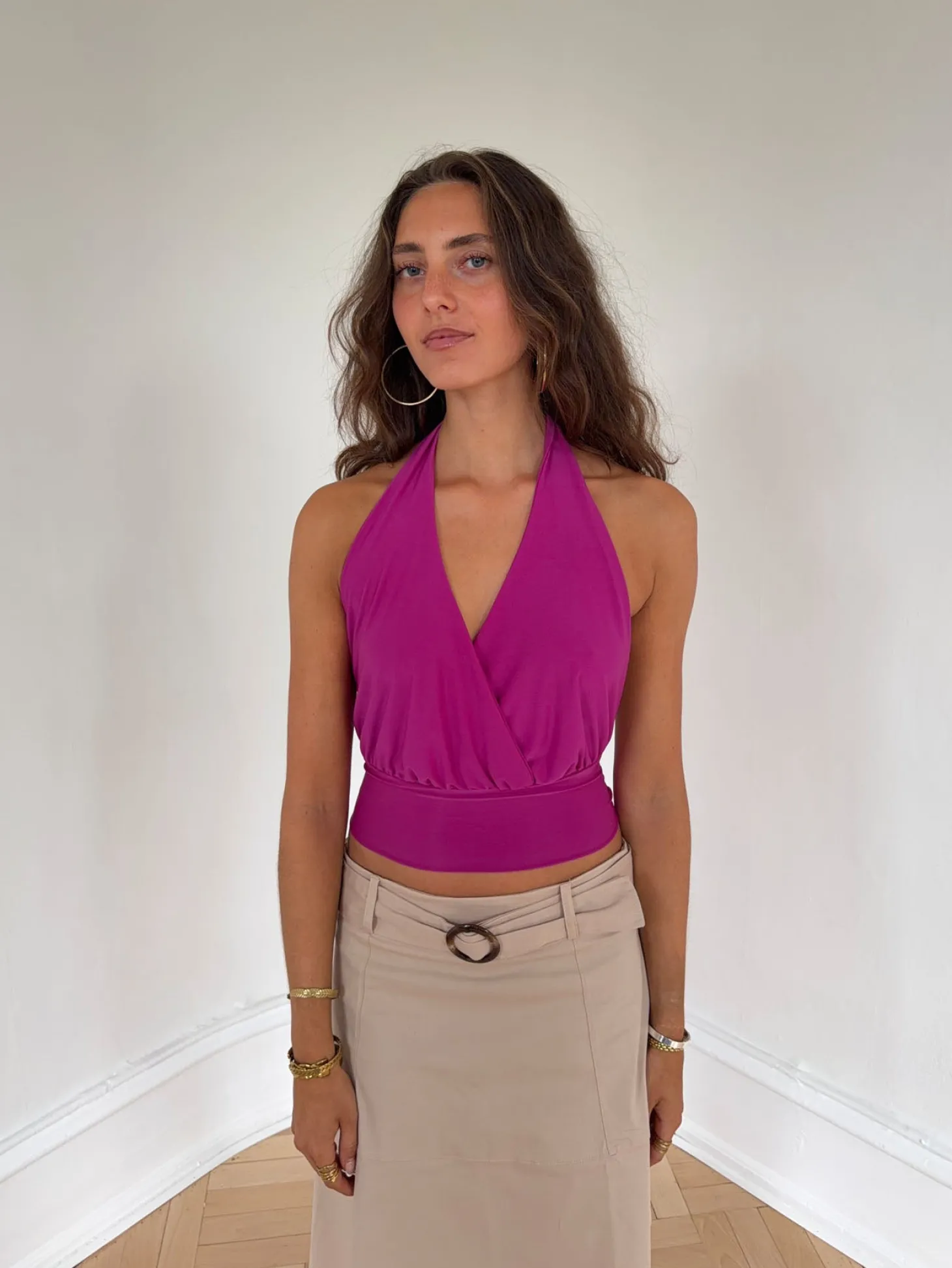 Darina halterneck top - Fuchsia
