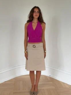 Darina halterneck top - Fuchsia
