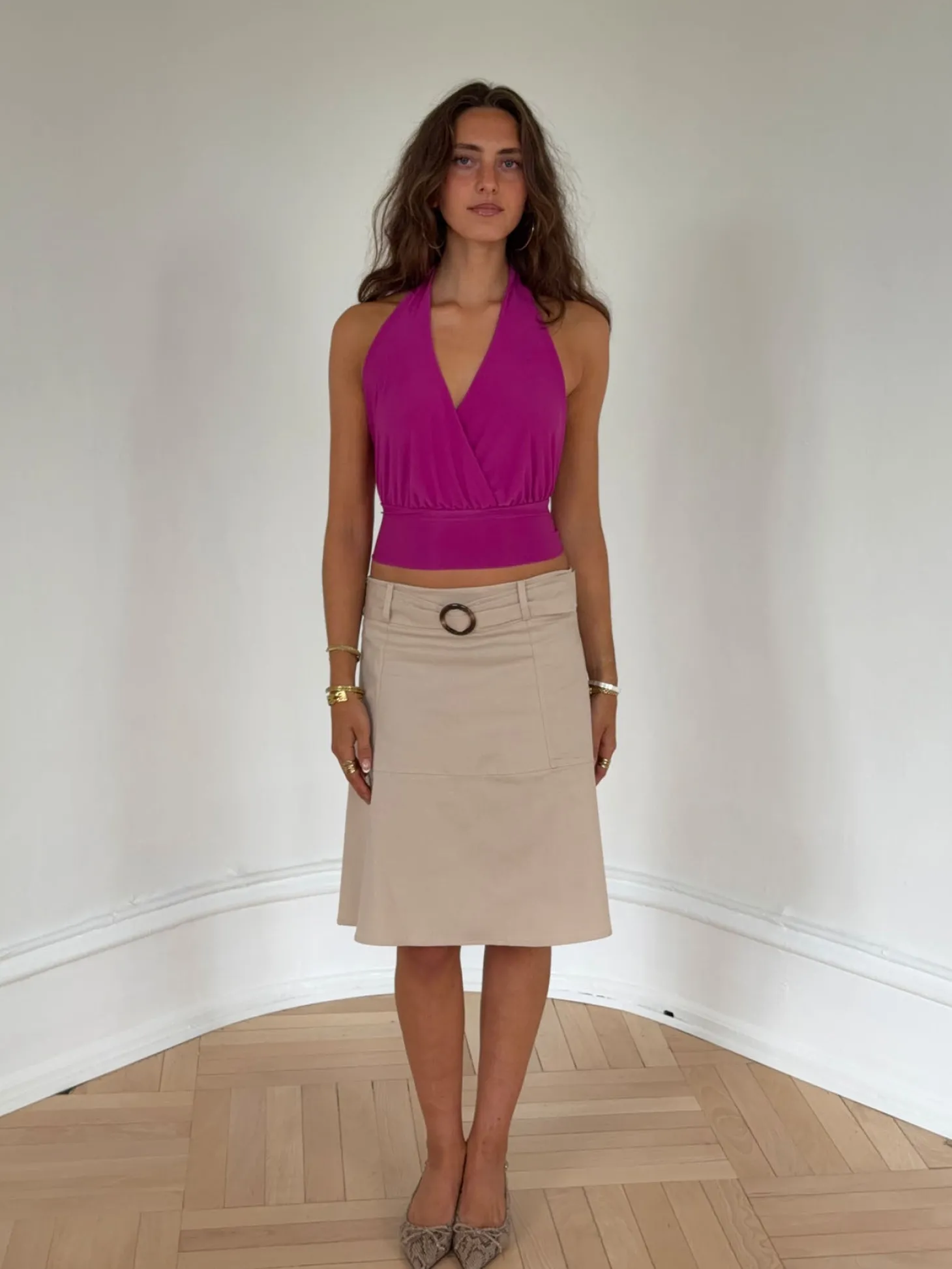 Darina halterneck top - Fuchsia