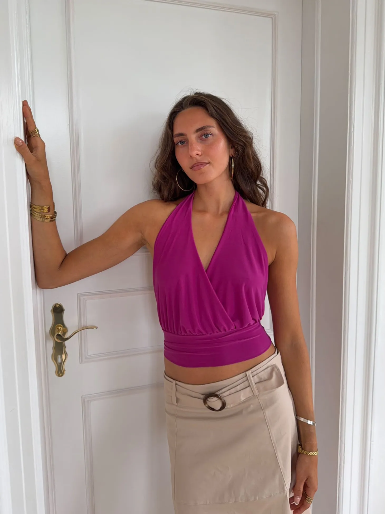 Darina halterneck top - Fuchsia