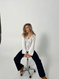 Denisi satinbluse - Hvid