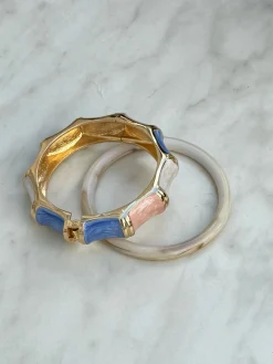 Ebony armbånd med striber - Blå/lyserød/hvid/guld