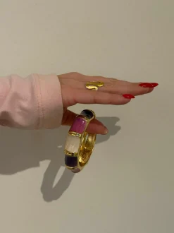 Ebony armbånd med striber - Lilla/rosa/hvid
