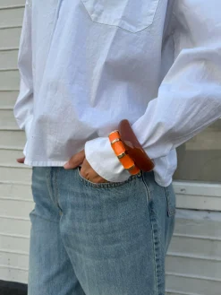 Ebony armbånd med striber - Orange/guld