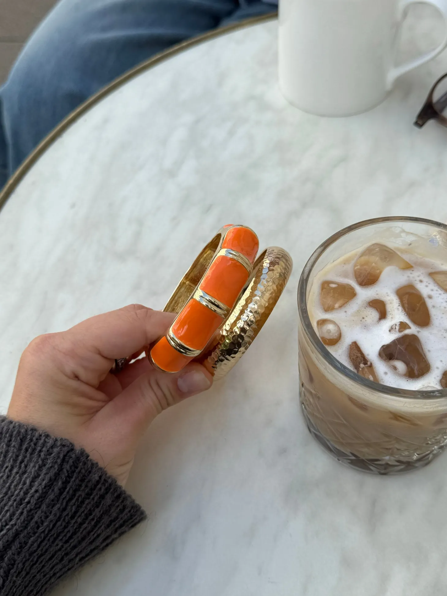 Ebony armbånd med striber - Orange/guld